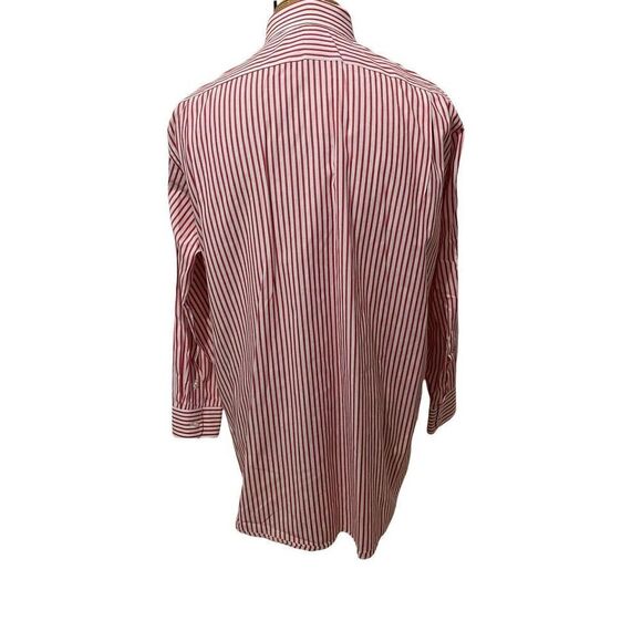 AQUASCUTUM Men's Long Sleeve Button‎ Front Snap Tab Red Striped Size 17 - 33 - Picture 5 of 11